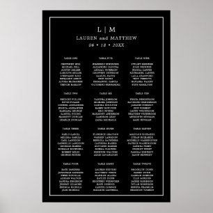 Póster Lauren Black Monogram Elegant Wedding