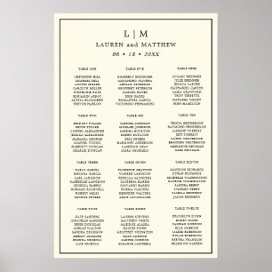 Póster Lauren Cream Monogram Elegant Wedding
