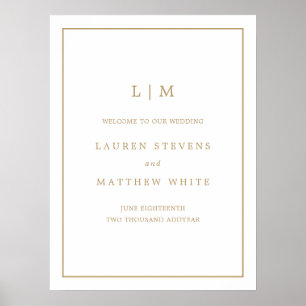 Póster Lauren Gold Monogram Elegant Wedding