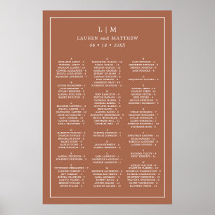 Póster Lauren Terracotta Monograma Elegante Boda
