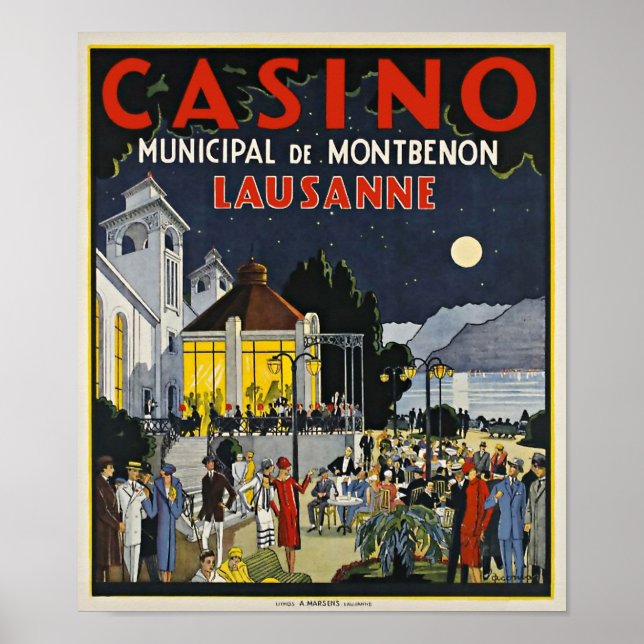 Póster Lausana, Casino Municipal de Montbenon Art Deco (Frente)