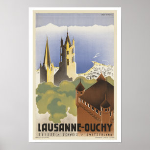 Póster Lausanne Ouchy Suiza ~ Viajes de época Europa