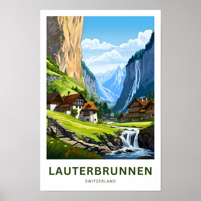 Póster Lauterbrunnen Swiss Travel Print (Frente)