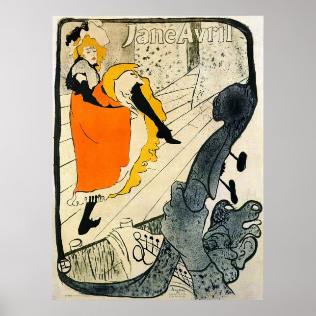 Póster Lautrec: Jane Avril bailando el Can-Can (Frente)