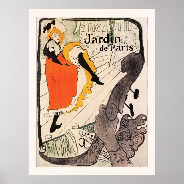 Póster Lautrec: Jane Avril, Jardin de Paris (Frente)