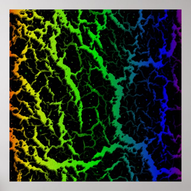 Póster Lava Espacial Agrietada - Arcoíris OYGBP (Frente)