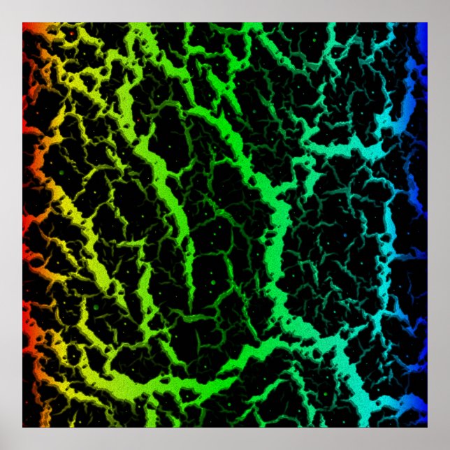 Póster Lava Espacial Agrietada - Arcoíris RYGCB (Frente)