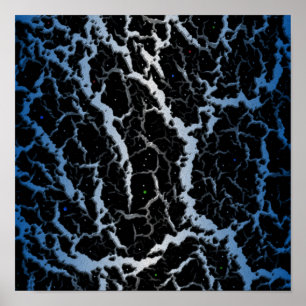 Póster Lava Espacial Agrietada - Azul/Blanco