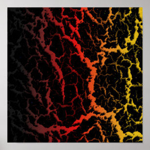 Póster Lava Espacial Agrietada - Negro/Rojo/Dorado