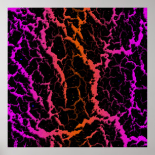 Póster Lava Espacial Agrietada - Rosa/Naranja
