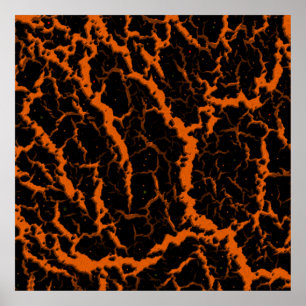 Póster Lava espacial craqueada - Naranja