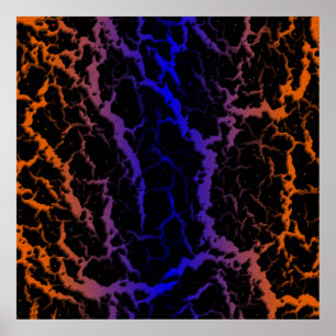 Póster Lava espacial craqueada - Naranja/Azul