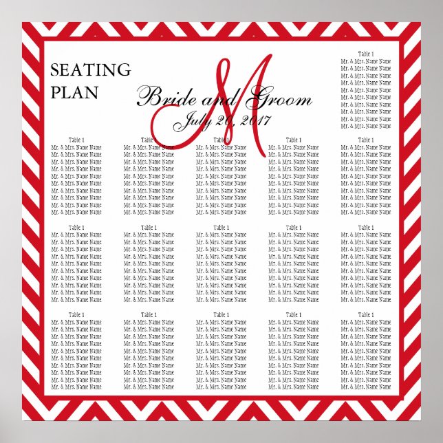 Póster Lava Red Chevron Zig Zag Boda (Frente)