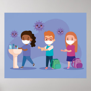 Póster Lava Tus Manos en la Escuela