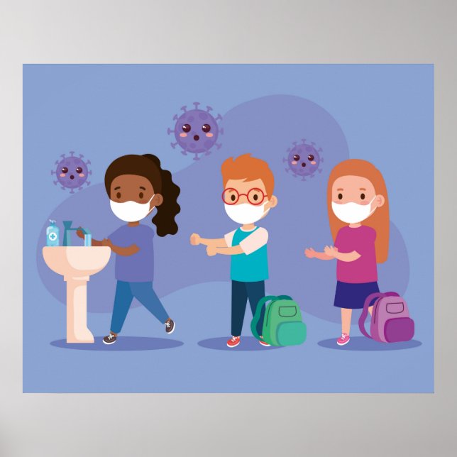Póster Lava Tus Manos en la Escuela (Frente)