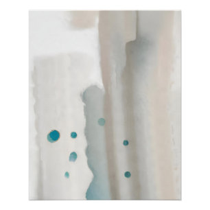 Póster Lavado abstracto neutral con gotas de azul verdoso