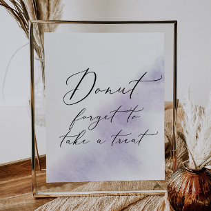 Póster Lavado de color de agua Boda Purple Donut Favori