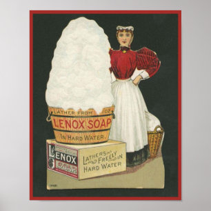Póster Lavado de ropa para mujeres con jabón de lenox vin
