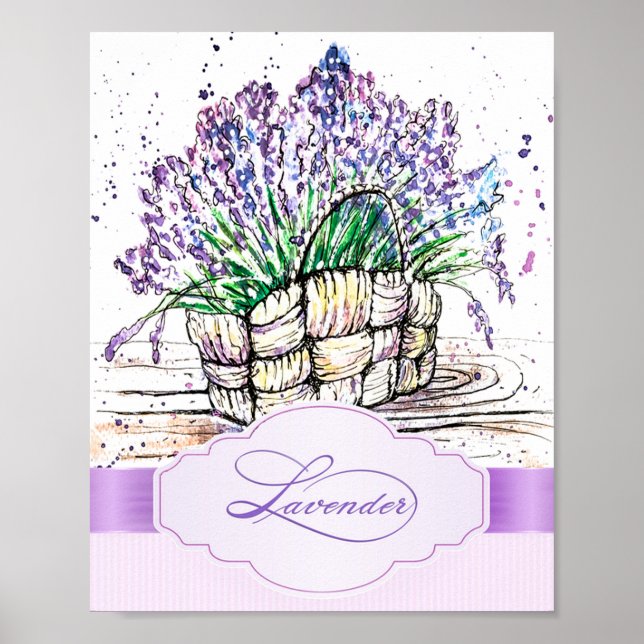 Póster Lavanda acuarela (Frente)