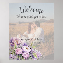 Póster Lavanda acuática Peony Boda de bienvenida