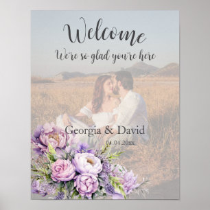 Póster Lavanda acuática Peony Boda de bienvenida