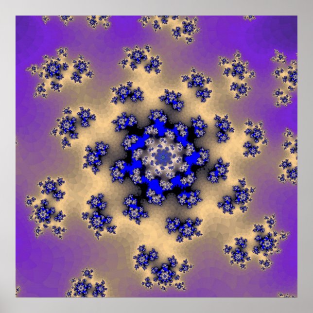 Póster Lavanda colorida y fractal azul (Frente)
