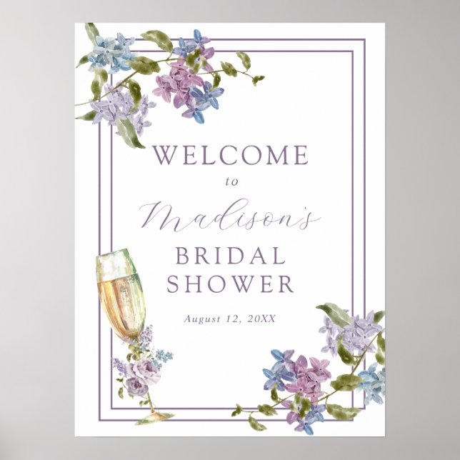 Póster Lavanda de brunch y burbuja y ducha de novia Lilac (Frente)