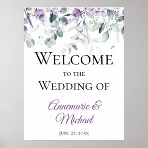 Póster Lavanda y eucalipto Bienvenidos a nuestro Boda
