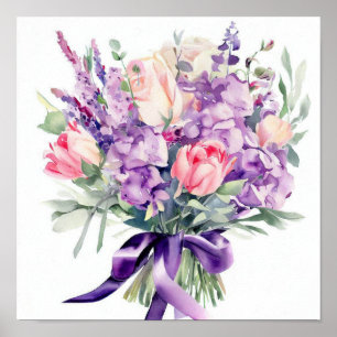 Póster Lavanda y rosa, asistentes Bouquet (A)