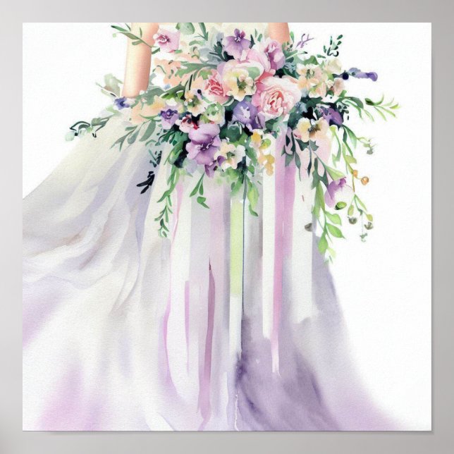 Póster Lavanda y rosa, cascadas nupciales 1, (Frente)