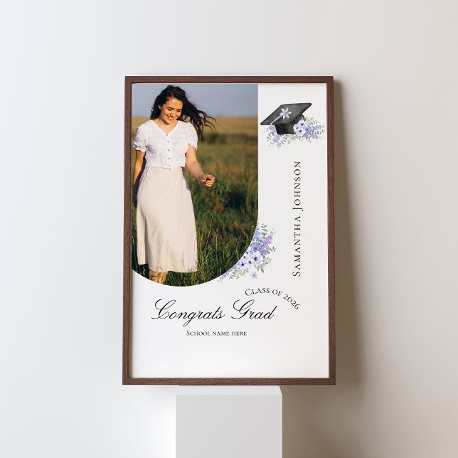 Póster  Lavander Purple Floral Graduation welcome  sign (Subido por el creador)