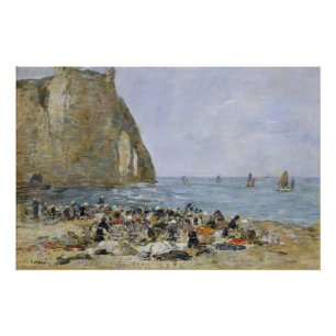 Póster Lavanderas en la playa de Etretat, 1894