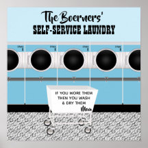 Lavandería De Autoservicio Retro Que Hacen El Trab