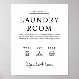 Póster Lavandería Rótulo de la habitación, utilería