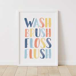 Póster Lavar el pincel Floss Poster de baño de color Rubo