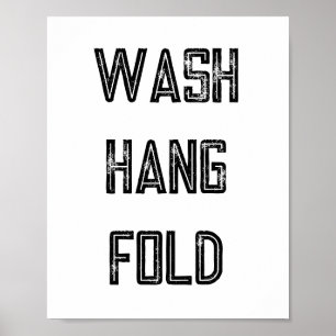Póster Lavar Hang Fold Lavandería Poster rutinario