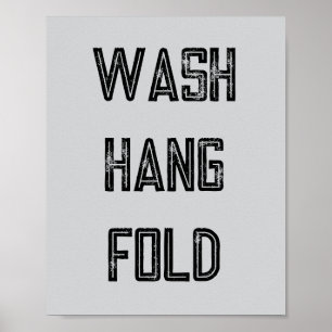 Póster Lavar Hang Fold Lavandería Poster rutinario