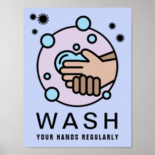 Póster Lavar las Manos con Frecuencia Icono de Virus