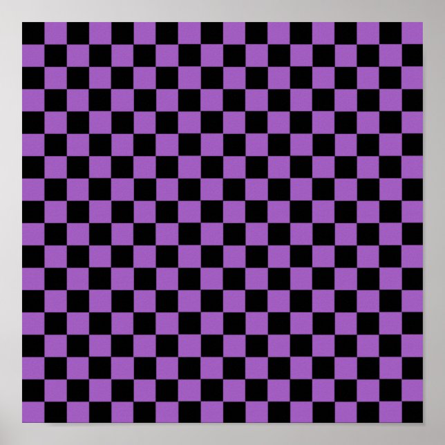 Póster Lavender and Black Checkered Pattern  (Frente)