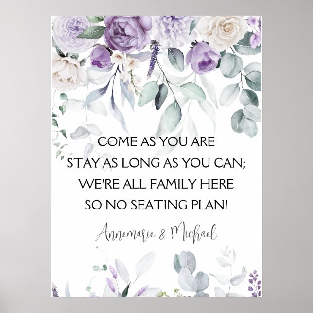 Póster Lavender and Purple Peonie Wedding (Frente)