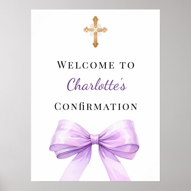 Póster Lavender bow Confirmation welcome (Frente)