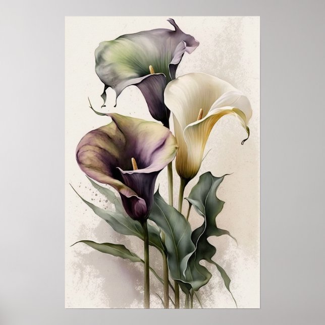 Póster Lavender Calla Lilies Lily Flor Art Print Poster (Frente)