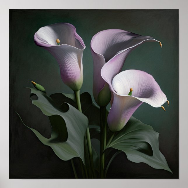 Póster Lavender Calla Lilies Lily Flor Art Print Poster (Frente)