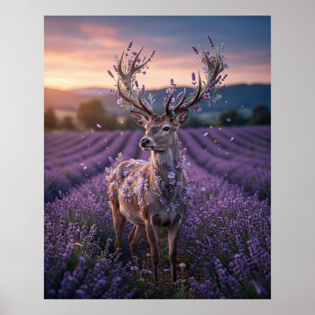 Póster Lavender Deer Twilight Field (Frente)