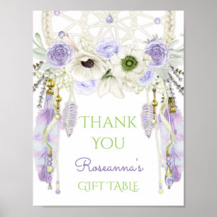 Póster Lavender Dream Catcher Tribal Boho Rótulo