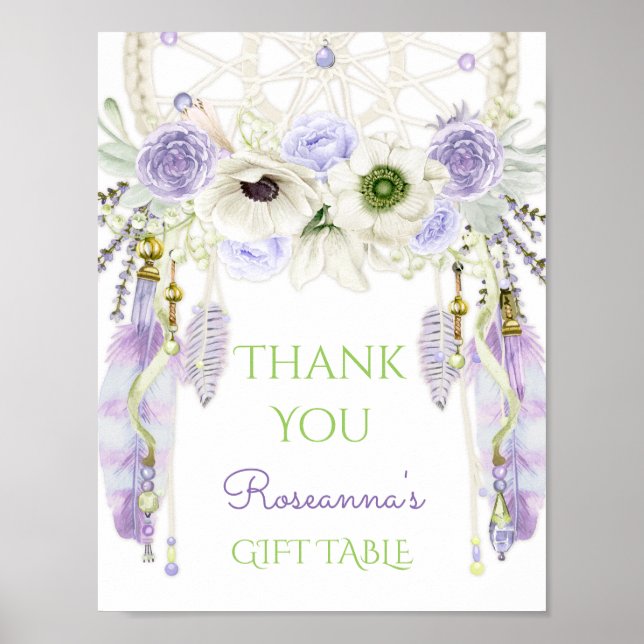 Póster Lavender Dream Catcher Tribal Boho Rótulo (Frente)