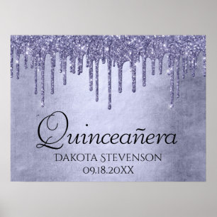 Póster Lavender Drip Quinceanera   Glam de hielo púrpura