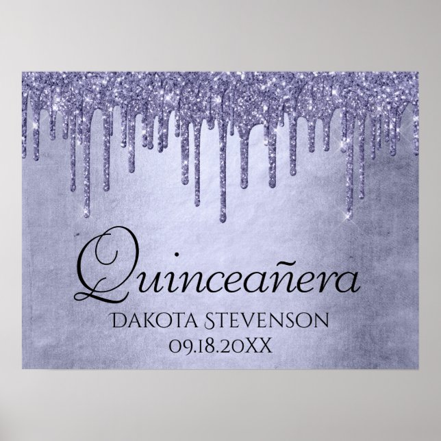 Póster Lavender Drip Quinceanera | Glam de hielo púrpura  (Frente)