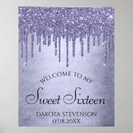 Póster Lavender Drip Sweet 16 Fiesta | Guión de Moda púrp