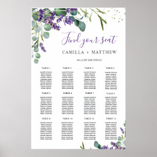 Póster Lavender Eucalyptus Boda Poster de la tabla de asi
